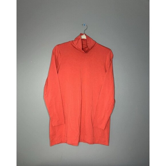 J JILL Luxe Supima Turtleneck Top Size M Salmon Orange Pink Color Soft And Thin - Picture 1 of 13